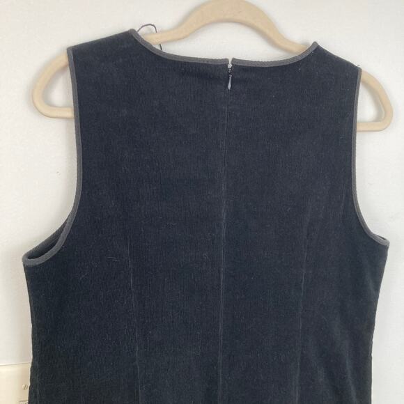 GH Bass Women 10 Black Corduroy Drop Waist Jumper Dress Academia 90s Preppy - Picture 8 of 9